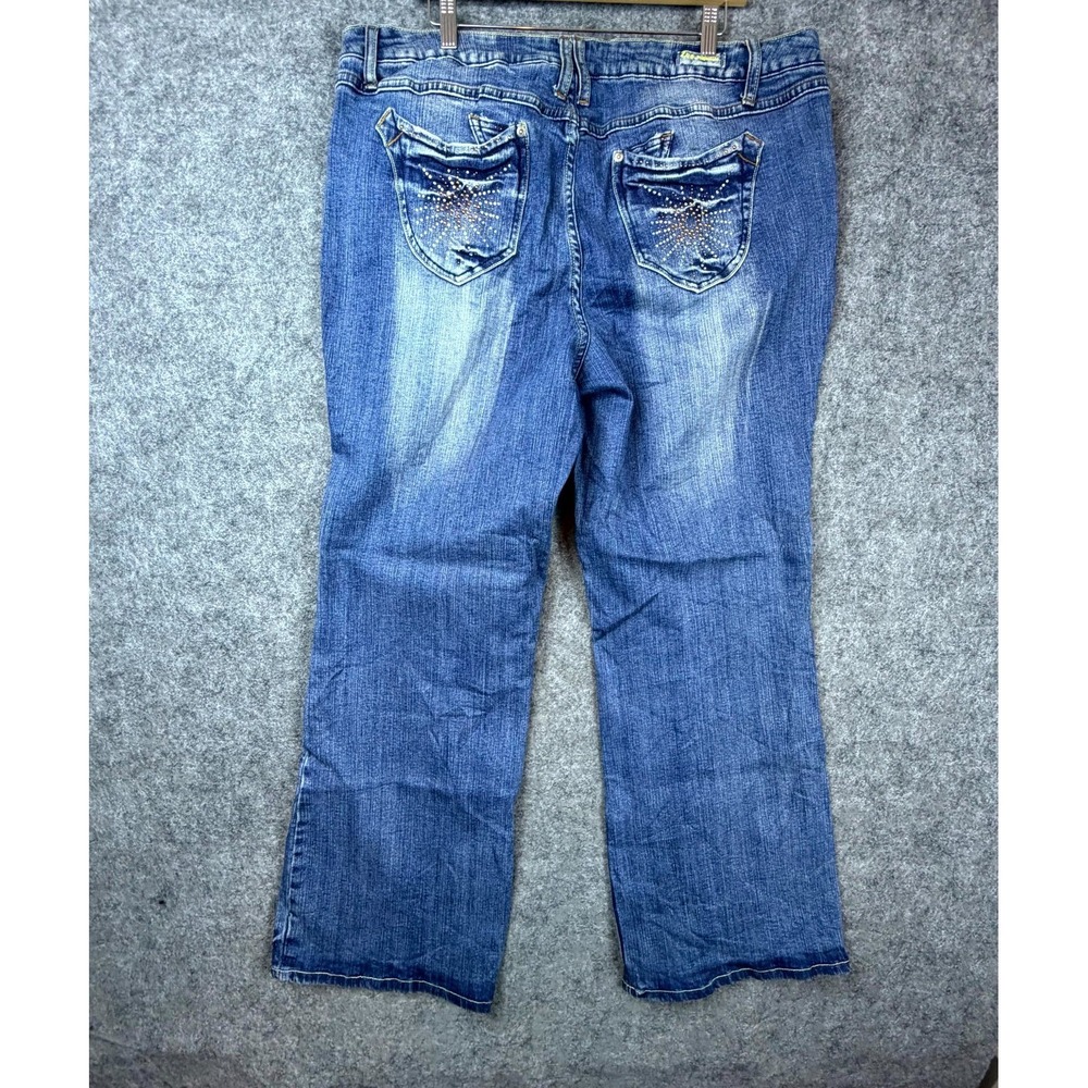 Zco Premium Bootcut Jeans Womens 24 Blue Y2Kโ Denim Beaded Rhinestone Starburst
